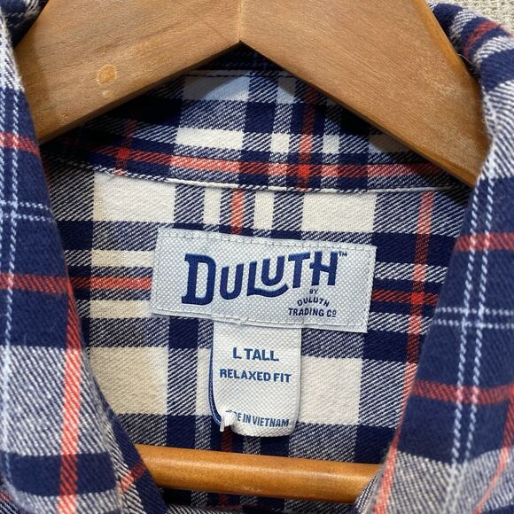 Duluth Trading Co Flannel Shirt Plaid Men's Large Tall - Picture 7 of 9